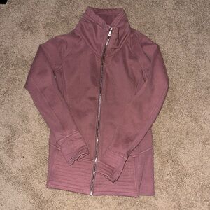 Lululemon heavyweight long line full zip jacket; thumb hole, pockets; SZ: 8